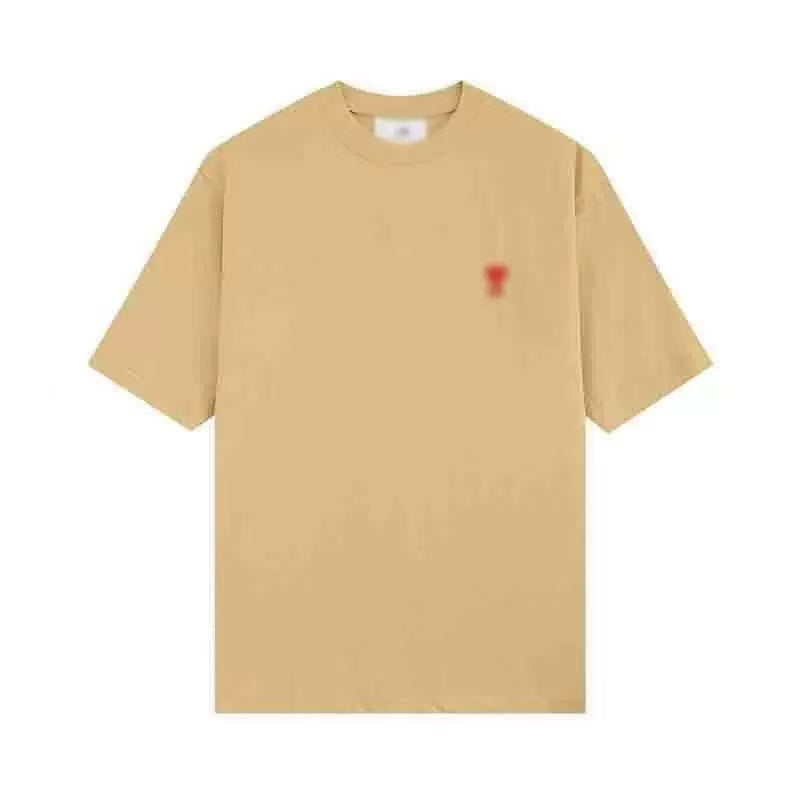 AMI &EANM2025 Hot Selling T-Shirt Men's Heart Embroidery Loose Dropped Sleeves Summer Fashion Short Sleeve Top