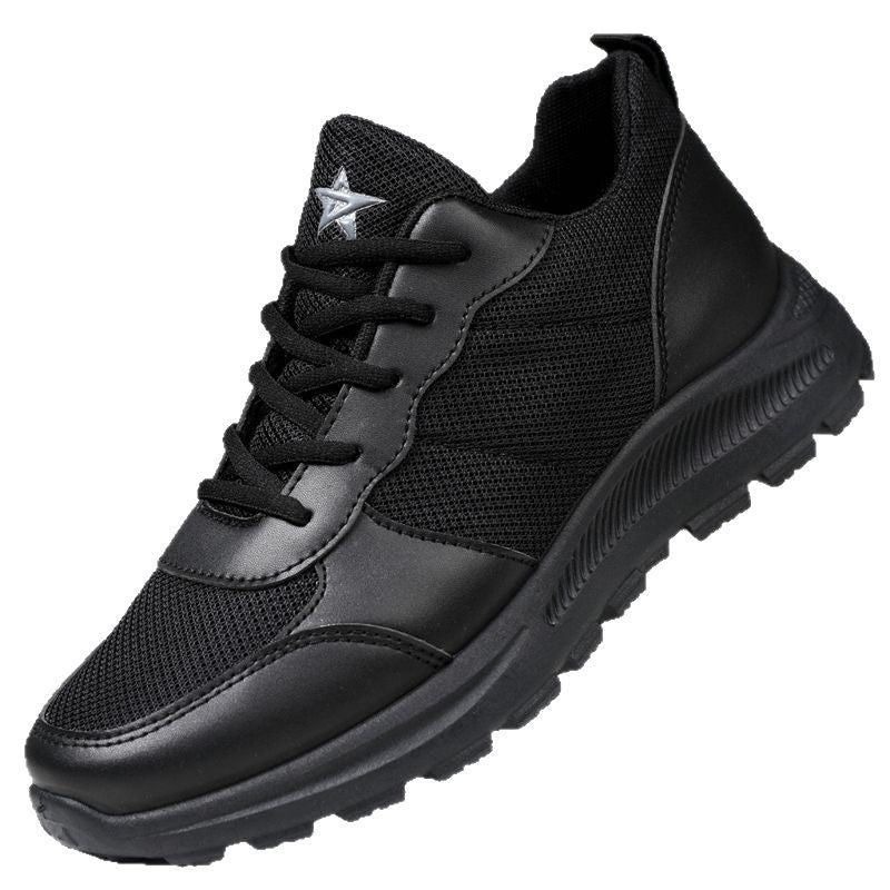 2025 Spring New Men's Shoes Mesh Breathable Athleisure Shoes Soft Sole Non-slip Simple Pure Black Training Work Shoes