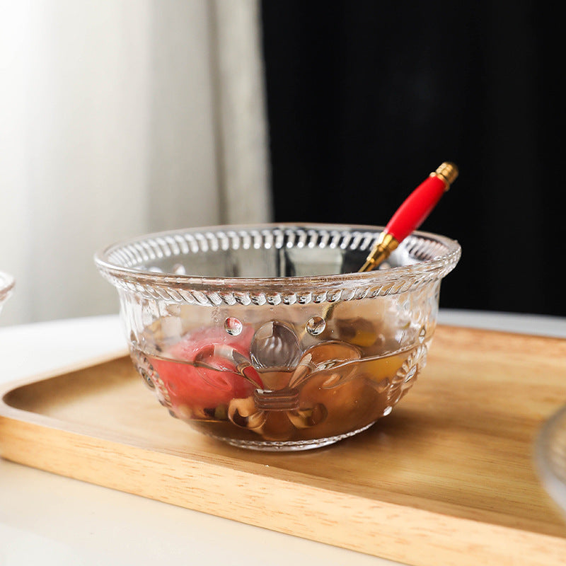 Salad bowl, home Korean creative Japanese dessert tableware, large bowl, instant noodle bowl, sugar water bowl, rice bowl, clear glass bowl
