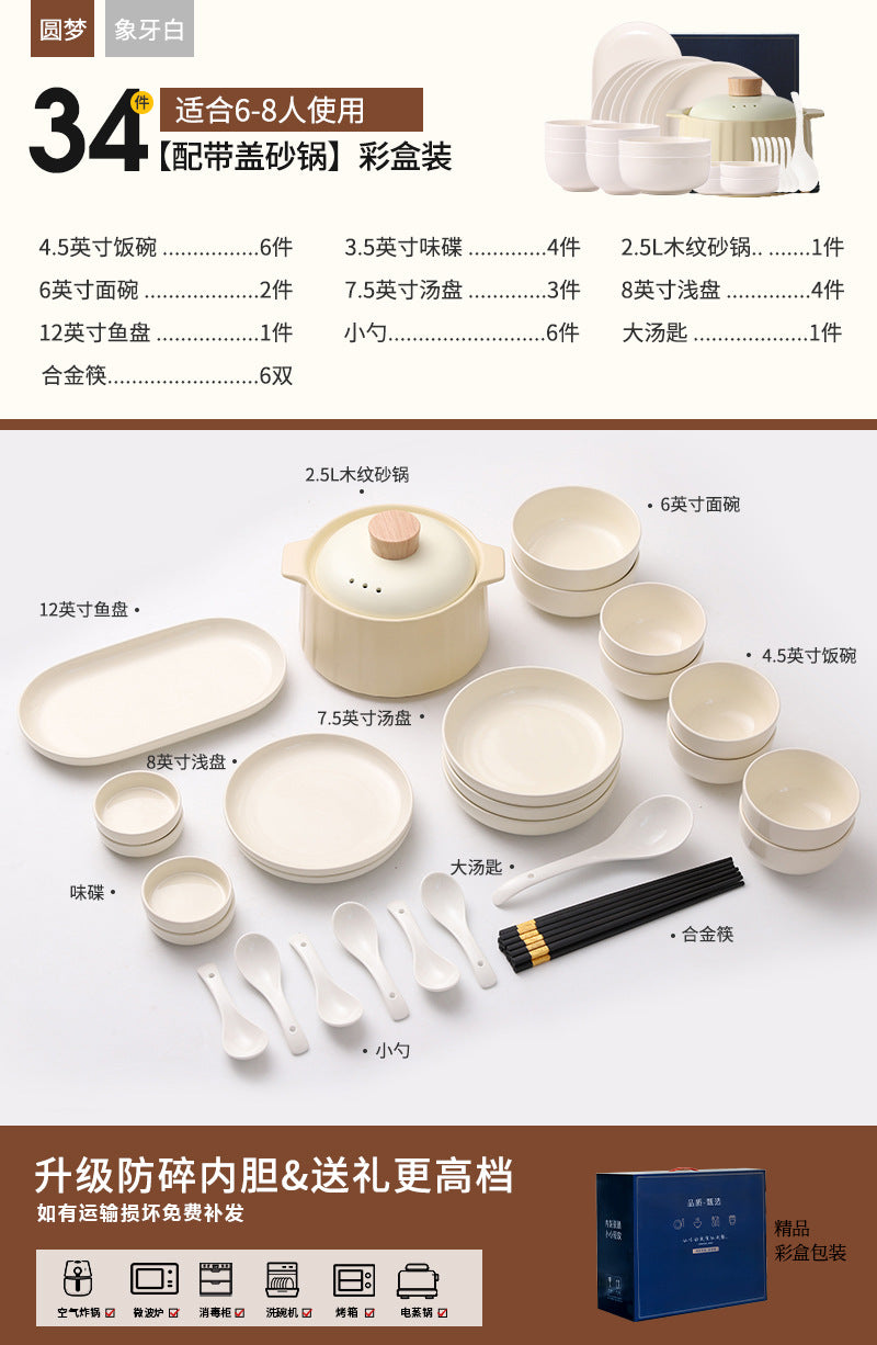 Ceramic Bowl Plate Cutlery Set