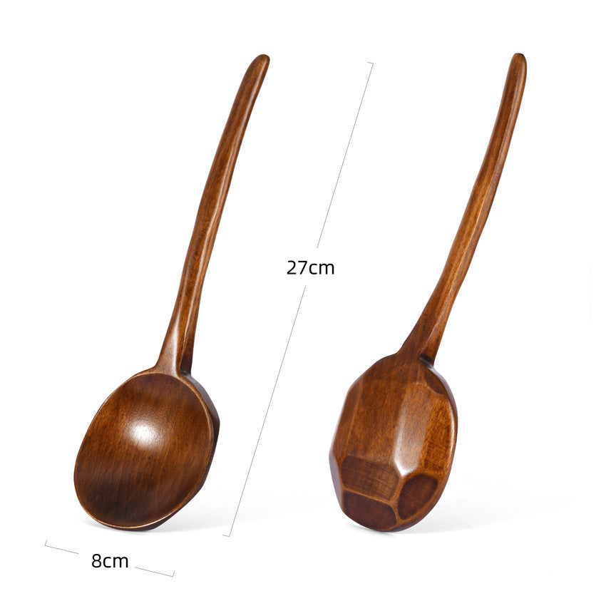New long-handled spoon, tortoiseshell wooden soup spoon, large ramen spoon, creative kitchenware cooking mixing spoon, mukbo spoon