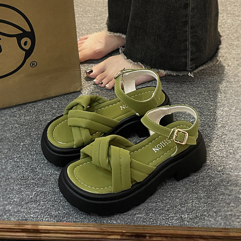 Niche high-end sandals women's summer with skirt 2025 new flatform platform sole with roman beach shoes