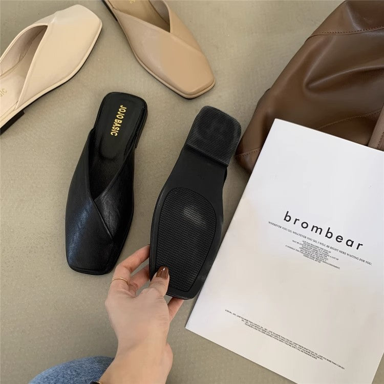 Plus size women's shoes 41-43 fat feet wide fat women's single shoes summer new sandals toe toe semi-slippers to wear maternity shoes outside