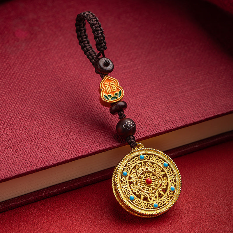 The ancient style of the national tide, the ancient method, the golden five blessings, the consummation, the car key chain, the pendant, the God of Wealth, the peace bag, the sand gold ornament, the round medallion