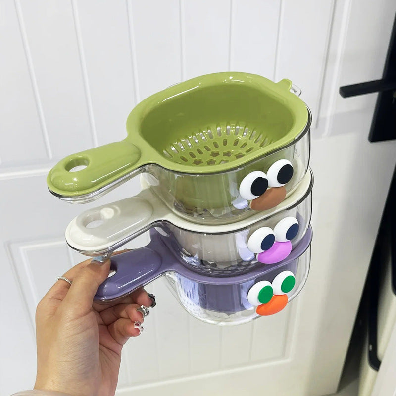 Dopamine drain basket washing fruit artifact double-layer food grade thickened multi-functional wall-mounted fruit bowl fruit basket kitchen