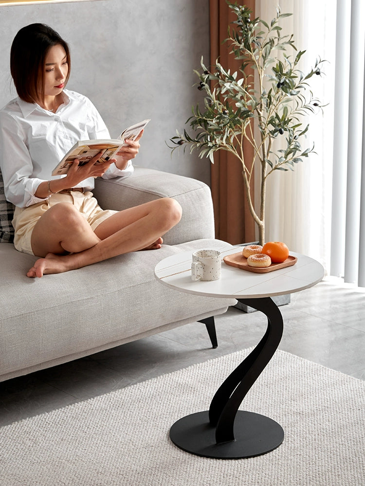 Italian light luxury corner table sofa side table creative rock slab side table balcony small round table casual simple coffee table bed sideboard