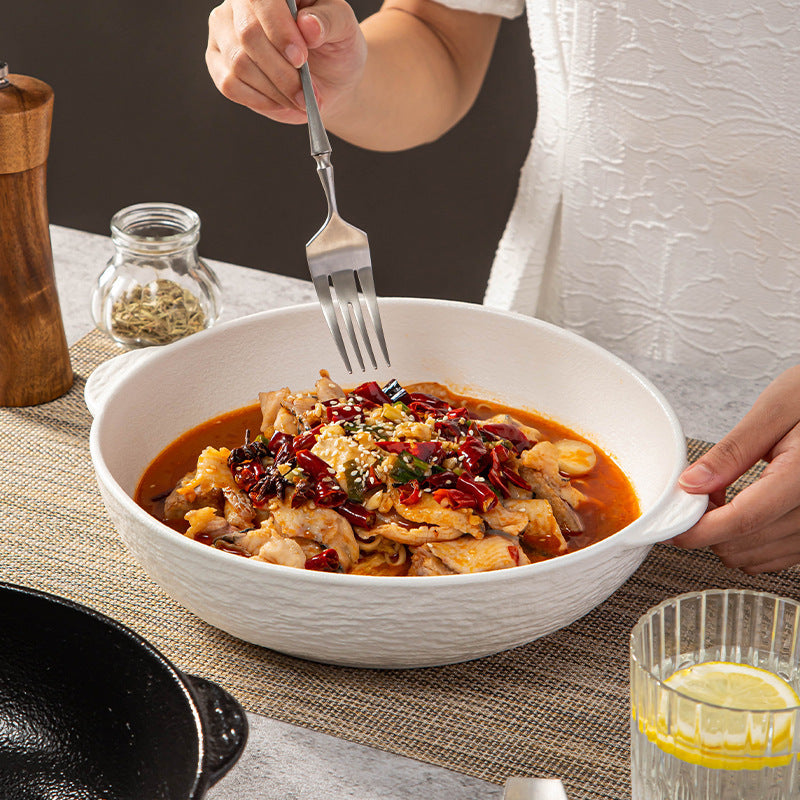 Simple and delicate high-quality black and white ceramic bowl tableware wholesale household round amphora big soup bowl ramen bowl soup bowl