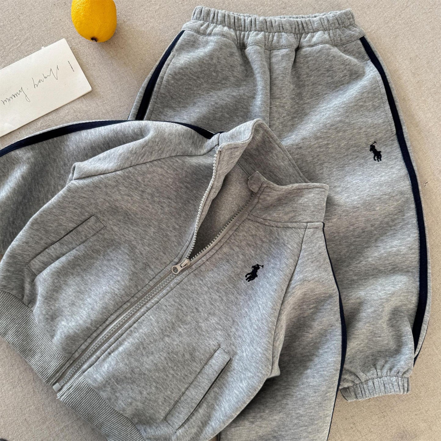 Linlin Mom Children's Set 2025 Spring New Men and Women Embroidery Sweatshirt Set Baby Sports Two-Piece Set