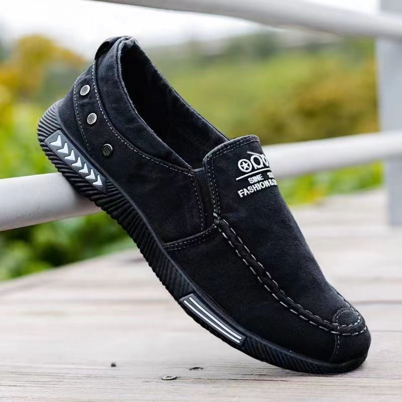 Old Beijing cloth shoes men's spring new casual canvas shoes low-top breathable slip-on shoes soft-soled work shoes