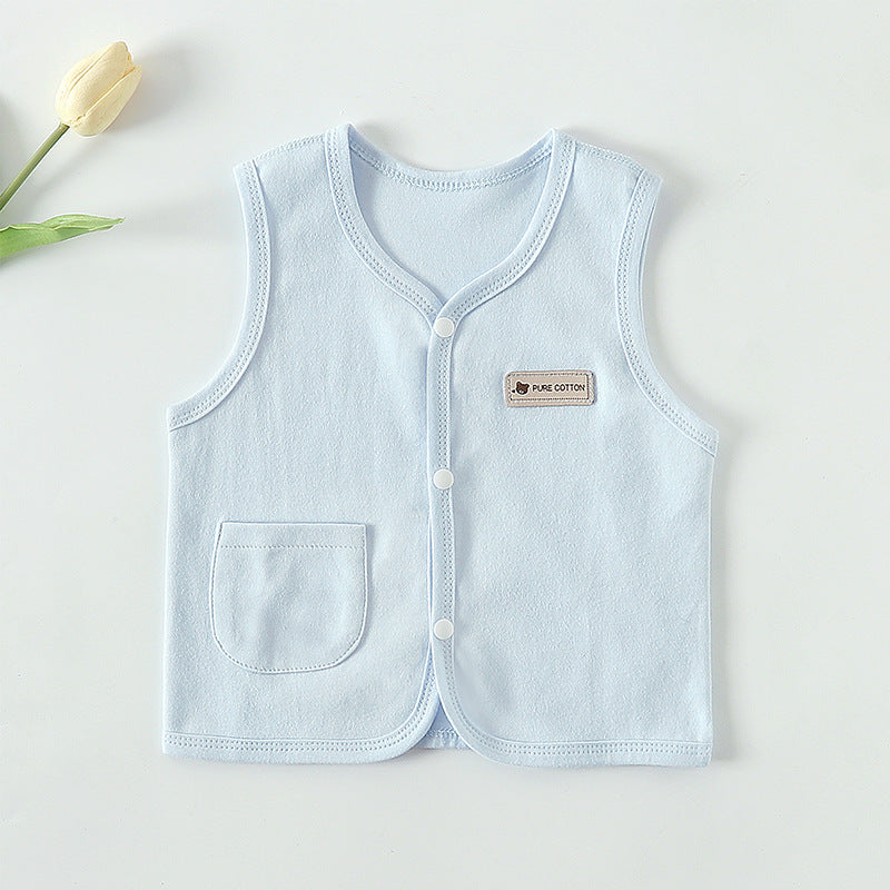 Baby vest: baby girl, summer thin shoulder, boy cotton single-layer pony clip, wearing a spring and autumn vest is super cute