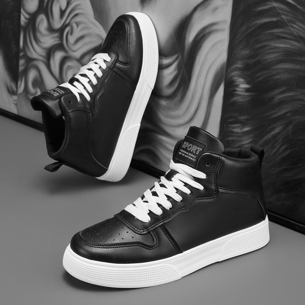 Men's shoes cross-border high-top sneakers trend versatile small white shoes men's platform soled athleisure shoes 2025 new style