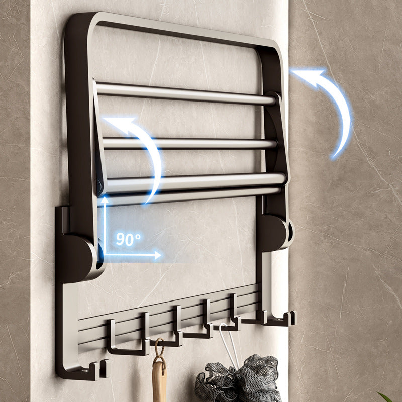 Gun gray towel rack bathroom space aluminum free punching bathroom rack wall-mounted toilet toilet bath towel rack