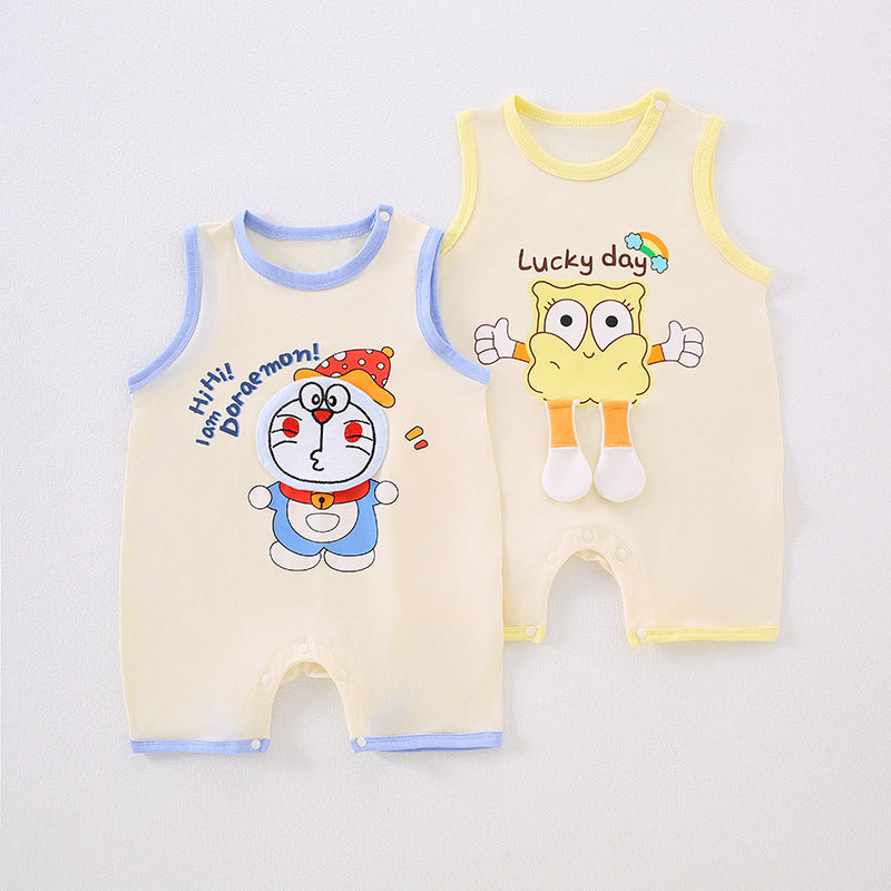 Baby lyocell onesie summer thin sleeveless vest clothes newborn clothes baby summer clothes 0 a 3 months
