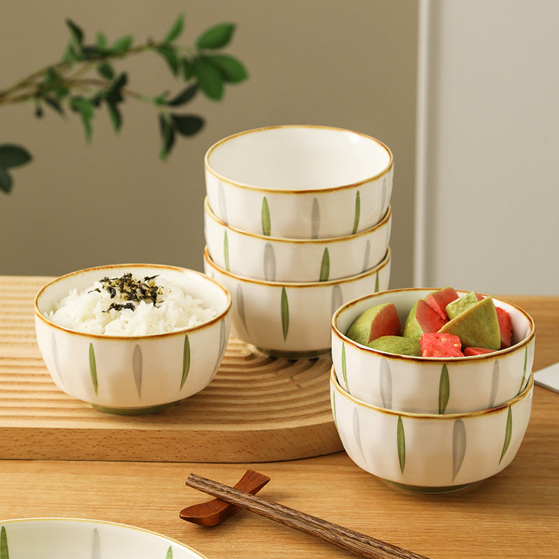 Japanese Style Fresh Rice Bowl Household Underglaze Color Tableware 2024 Amazon Hot Selling Bowl New High-value Tableware Noodle Bowl