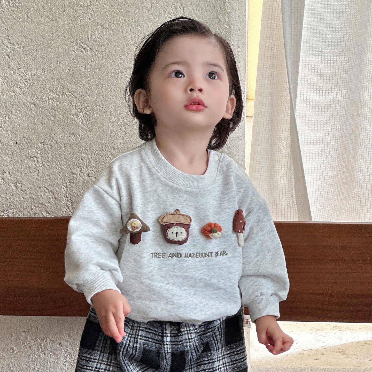 Baby boy Korean version autumn two-piece set of infant ins sweatshirt pants set baby foreign style A cartoon clothes