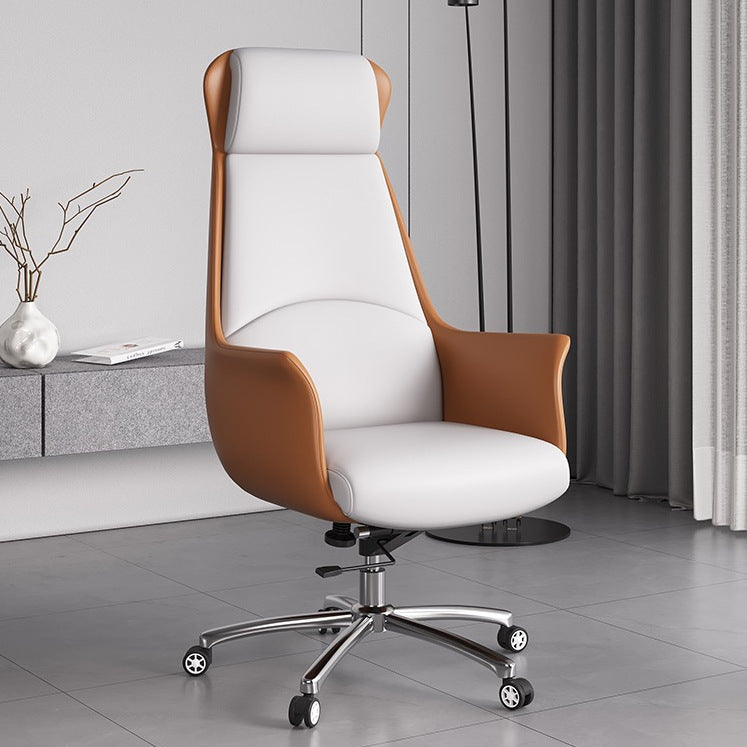 Light luxury boss chair, home ergonomic chair, leather seat, comfortable to sit for a long time, not tired, reclining computer office chair