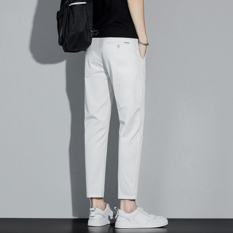 Men's slacks, cropped pants, boys' fashion, student pants, solid color trousers, men's trousers, 988 188
