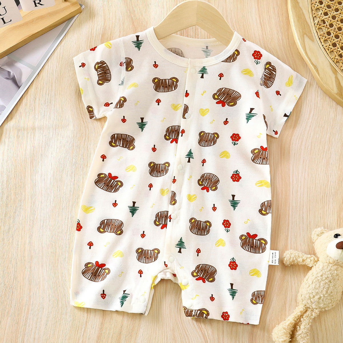 Baby clothes, summer thin baby onesies, male and female newborns, short-sleeved clothes, summer clothes, climbing clothes, one piece of hair