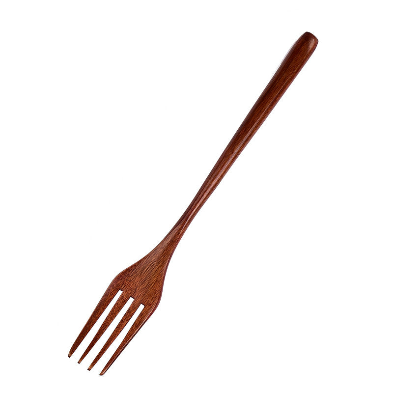 Japanese long handle wooden spoon, wooden fork set, winding thread, wooden soup, soup spoon, solid wood tableware 22.5 cm, factory wholesale