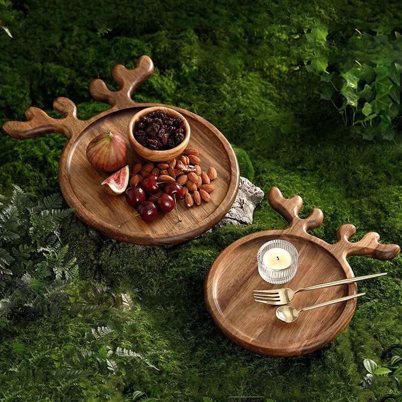 Spot fruit cutting board creative Christmas elk tray wooden snack plate dried fruit plate afternoon tea dinner plate decoration