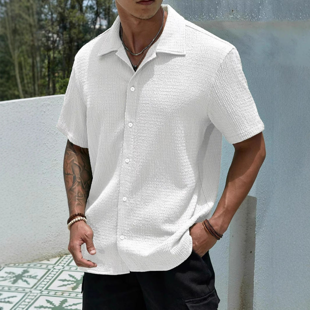 Exclusive for temu shein amazon cross-border foreign trade men's shirt 2024 summer new men's solid color short