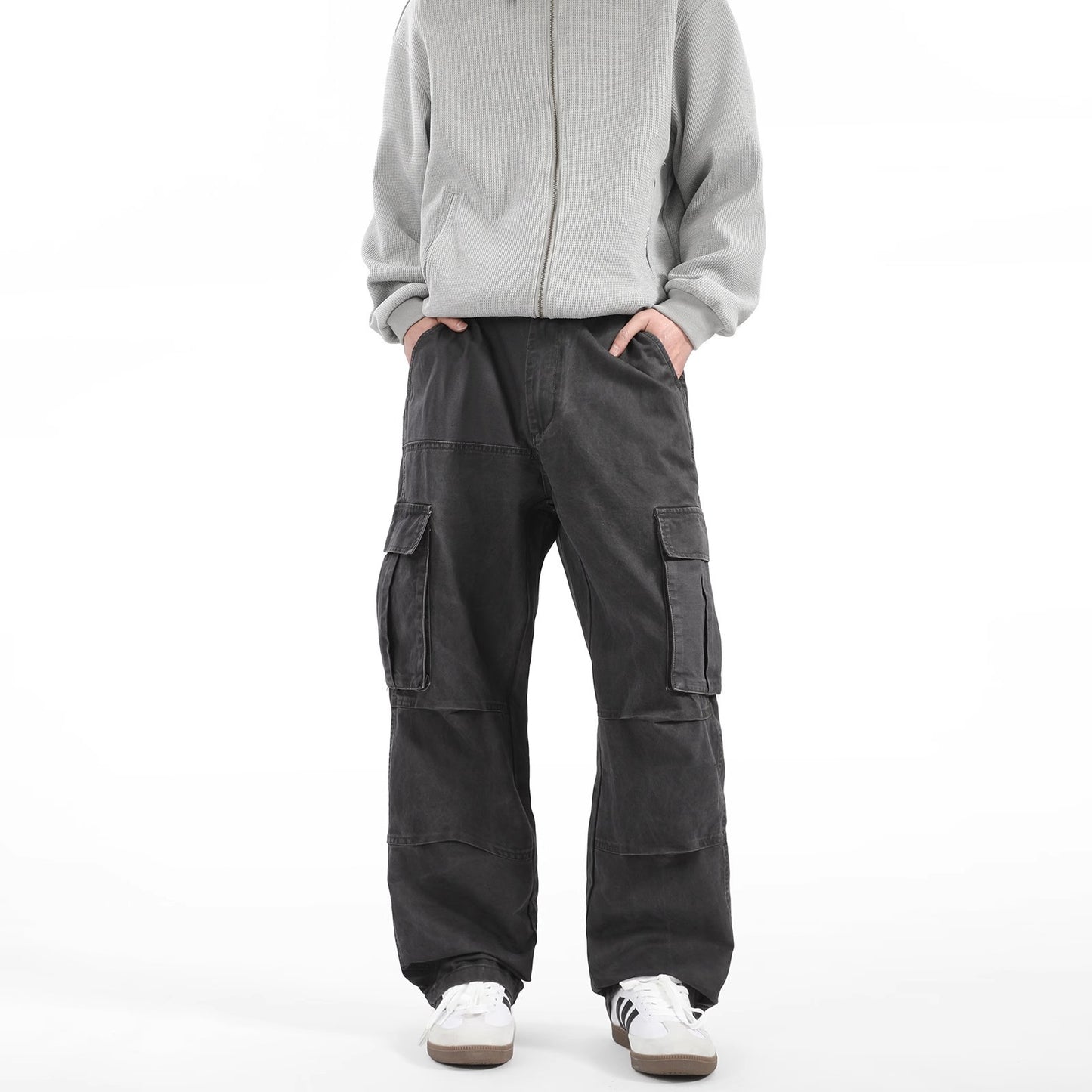 Cargo pants men's 2025 spring and autumn new American retro multi-pocket heavyweight handsome loose straight-leg casual long pants