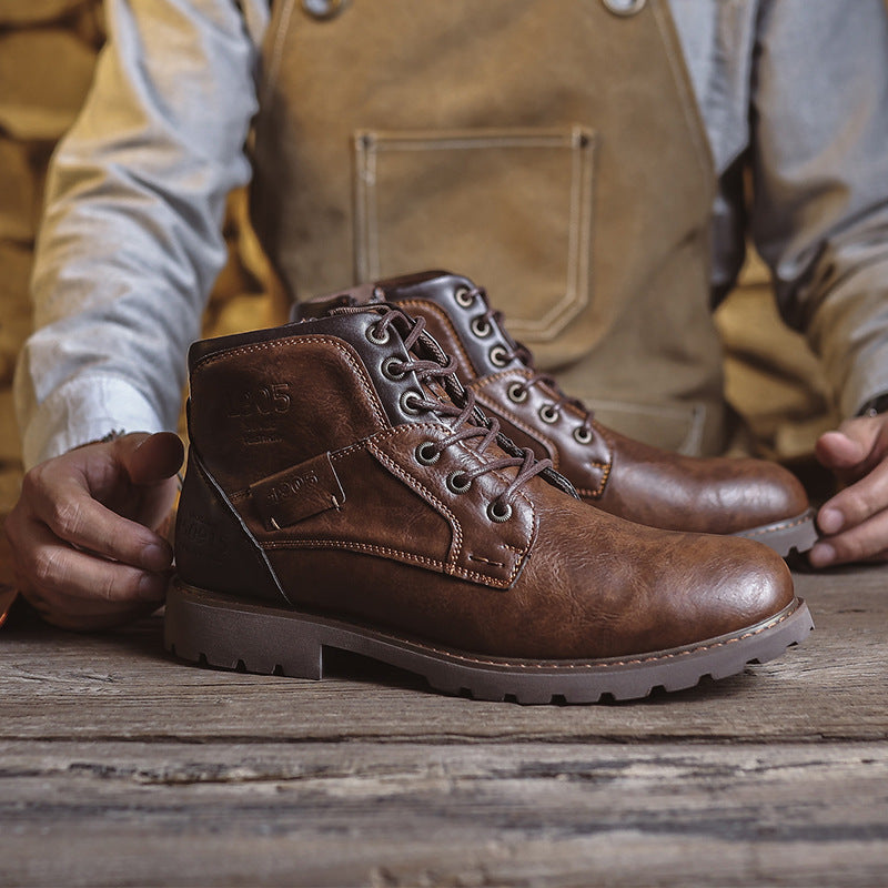 Amazon cross-border new Martin boots, shoes, men's shoes, vintage British leather boots, fashion high-top workwear style boots