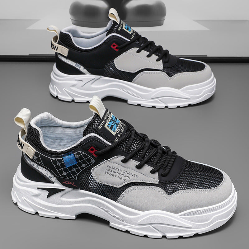 Men's shoes 2025 new summer mesh breathable thin hollow anti-odor mesh shoes sports casual men's workwear board shoes