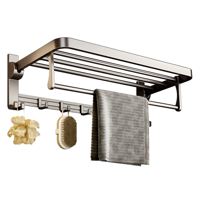 Gun gray towel rack bathroom space aluminum free punching bathroom rack wall-mounted toilet toilet bath towel rack