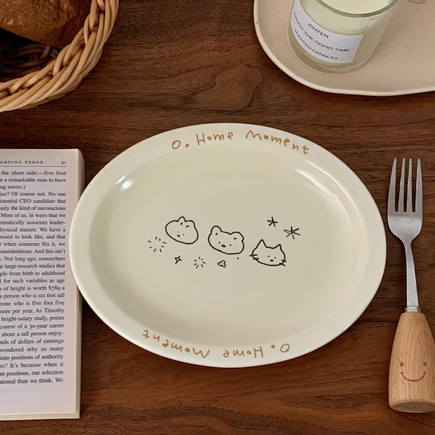 Cream star cat ins style Korean illustration animal disc high-value salad breakfast fruit dessert plate