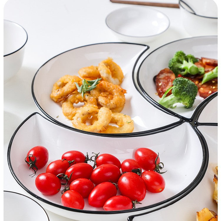 Plate combination tableware moon platter household ceramic plate creative simple vegetable plate seafood plate cross-border supply supermarket