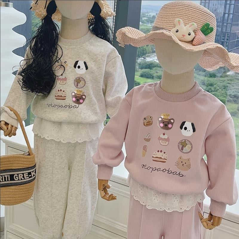 Girls' sweatshirt set spring and autumn 2025 new children's casual fashion autumn baby cotton foreign autumn clothes sports