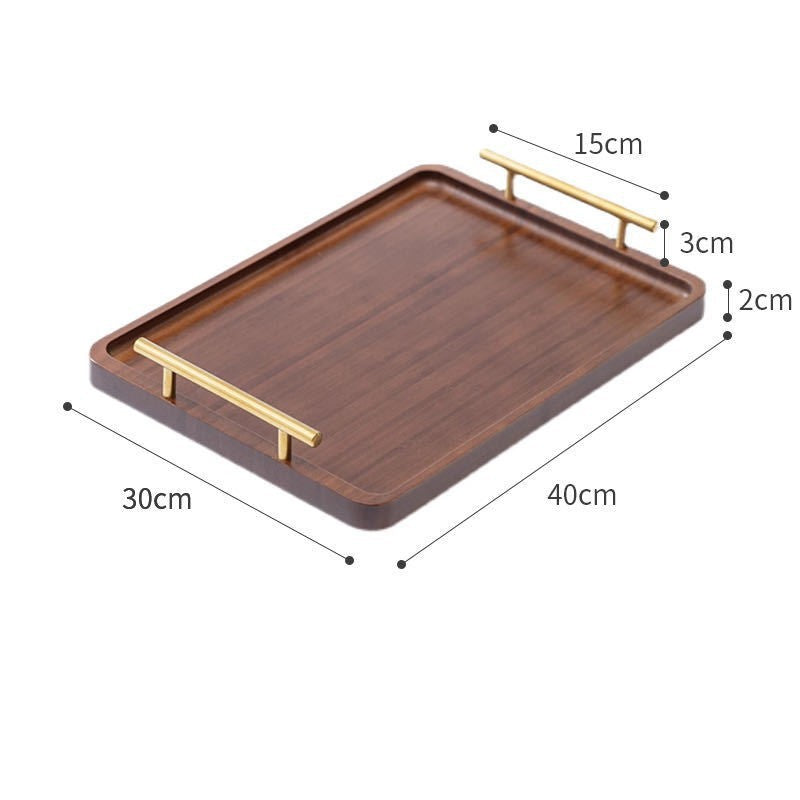 Light luxury retro nanzhu tea tray wooden tray commercial rectangular tea tray pastry handle barbecue serving dish plate