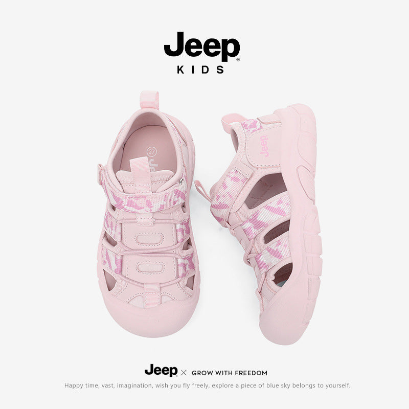 Jeep children's toe sandals outdoor girls' non-slip beach shoes 2025 summer new boys' breathable river shoes