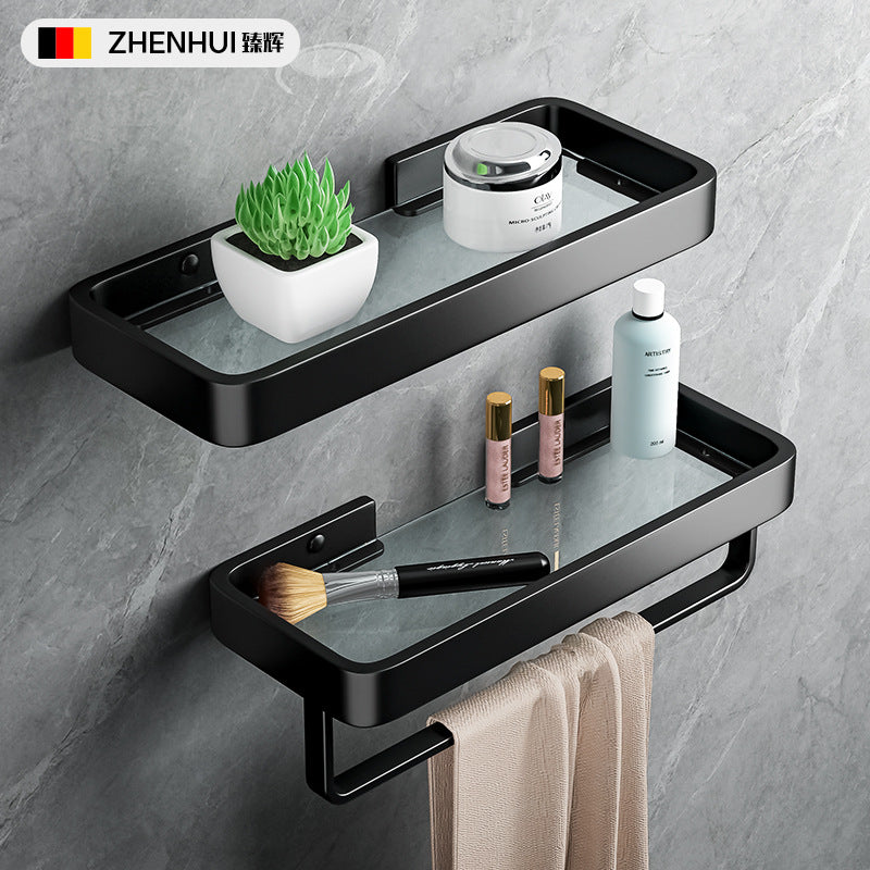 Punch-free bathroom shelf wall toilet toilet toilet vanity cosmetic glass mirror storage