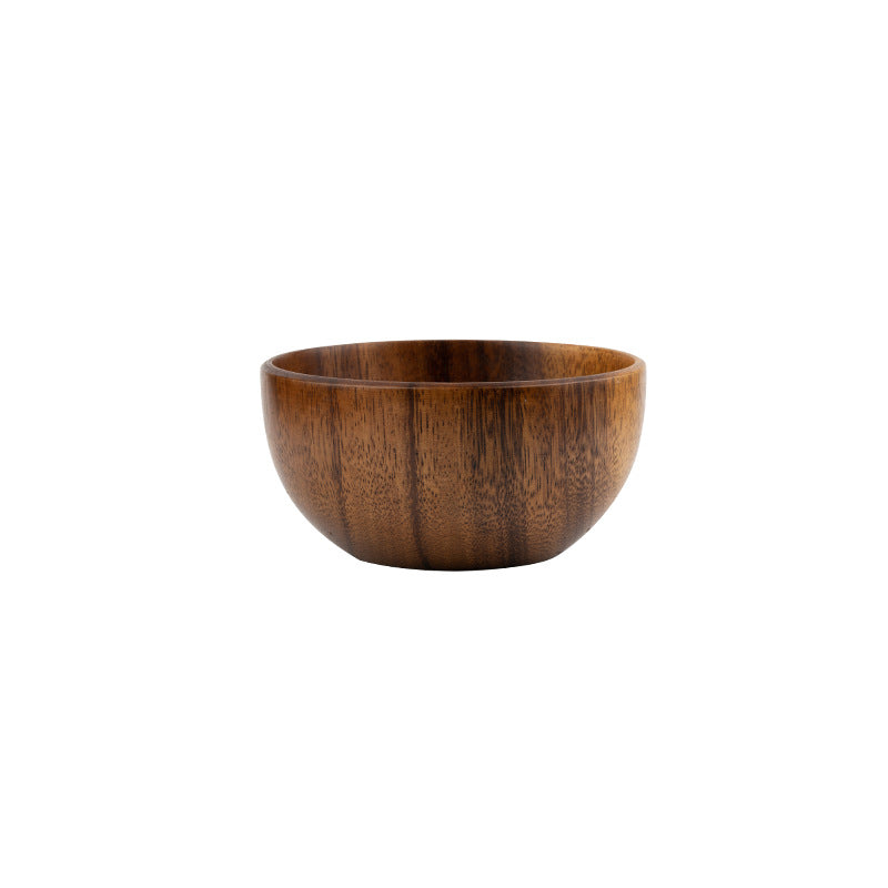 Acacia Wood Japanese Style Children's Wooden Bowl Creative Baby Wooden Ramen Rice Bowl Soup Bowl Instant Noodle Bowl Ins Tableware Set