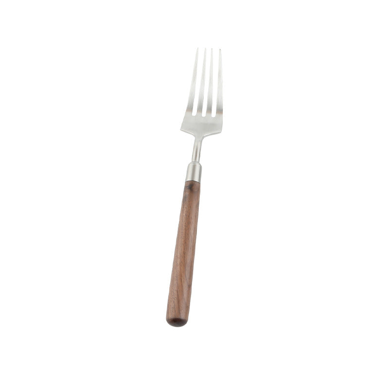 Walnut handle 304 stainless steel light luxury ins steak knife and fork wholesale western restaurant spoon cutlery knife and fork set