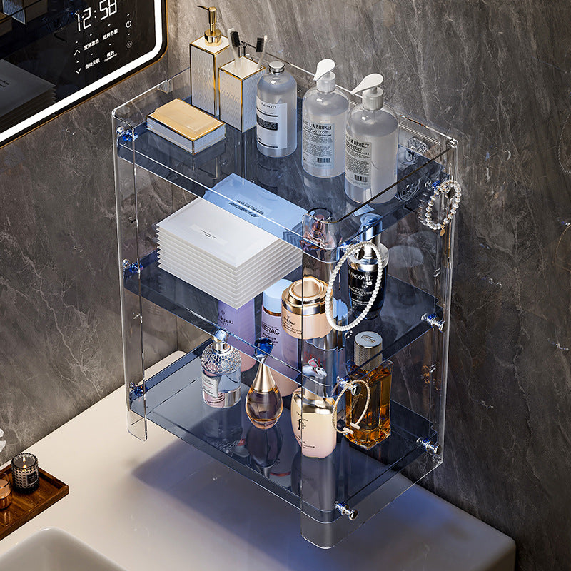 Non-perforated bathroom shelves, wall-mounted multi-layer vanities, toilets, cosmetics, toilet storage artifacts