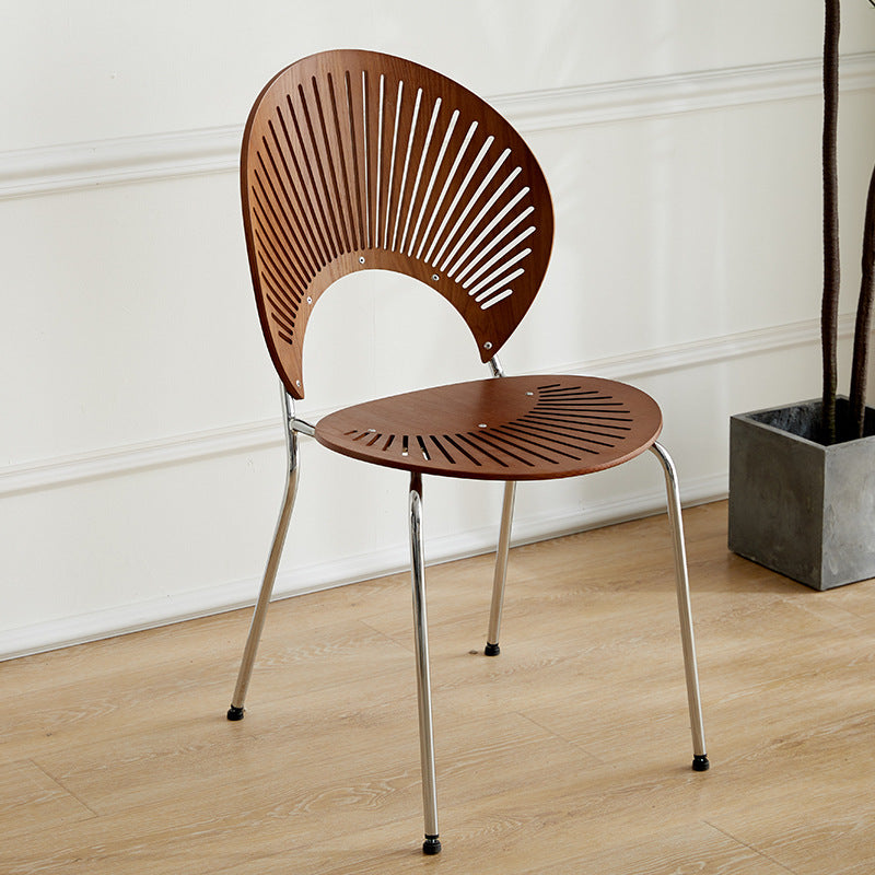 Nordic Dining Chair Solid Wood Household Coffee Chair Backrest Retro Dining Chair Simple Negotiation Casual Seashell Chair Wholesale