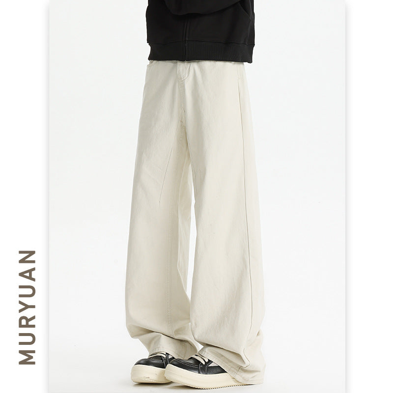 Muyuan Men's Maillard Cleanfit Vintage Casual Pants Unisex Versatile Loose Straight Long Pants