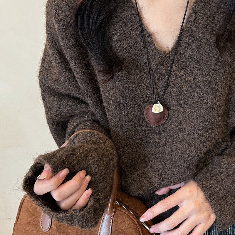 ins blogger denim love string necklace 2024 new fashion trend sweater chain niche simple necklace women