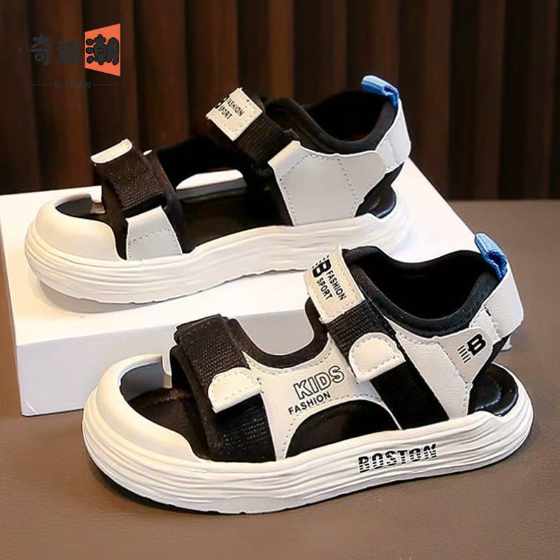 Boys sandals summer 2025 new children's shoes sports beach shoes middle and big boys handsome toe anti-slip