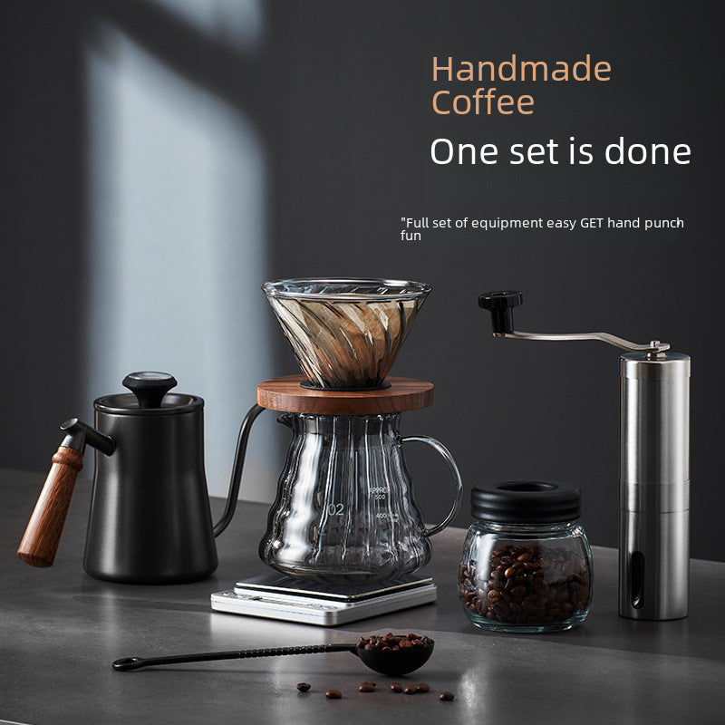 Hand-made coffee pot set, household grinding bean combination, sharing pot, filter cup method, press pot, Moka pot, coffee maker
