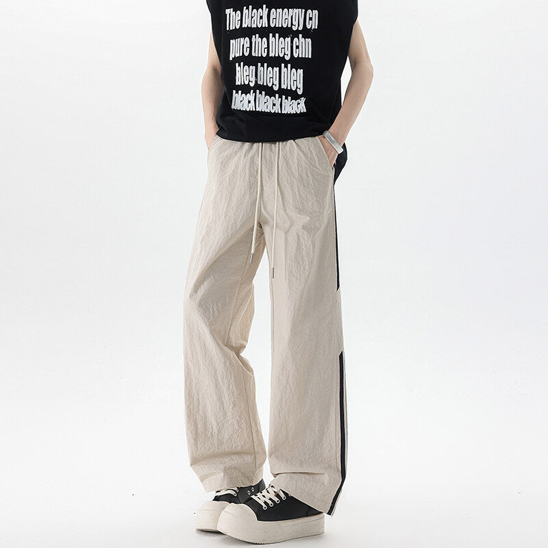 190 tall extended ice silk sweatpants men's summer thin 2m teen loose straight leg wide-leg slacks