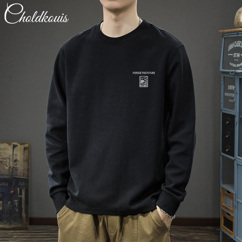 Heavy 200g Long Sleeve T-shirt Men's 2024 Spring New Casual Men's Loose Plus Size Base Shirt