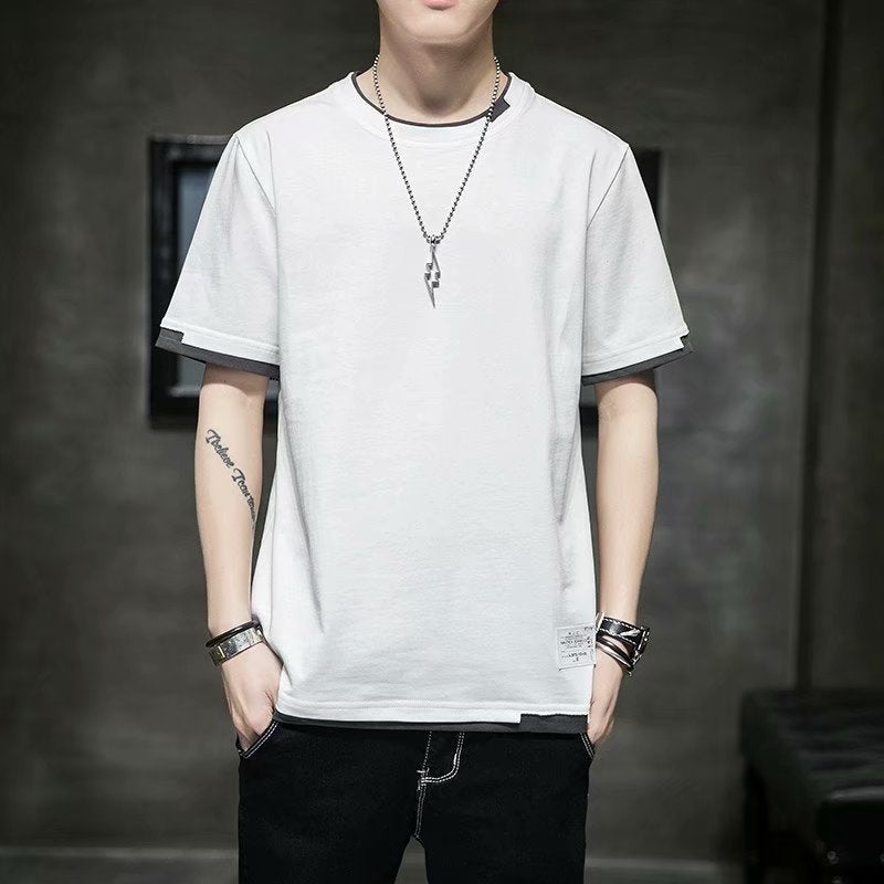 Men's short-sleeved t-shirt casual half-sleeved summer youth loose top men's new ins tide brand summer short-sleeved men