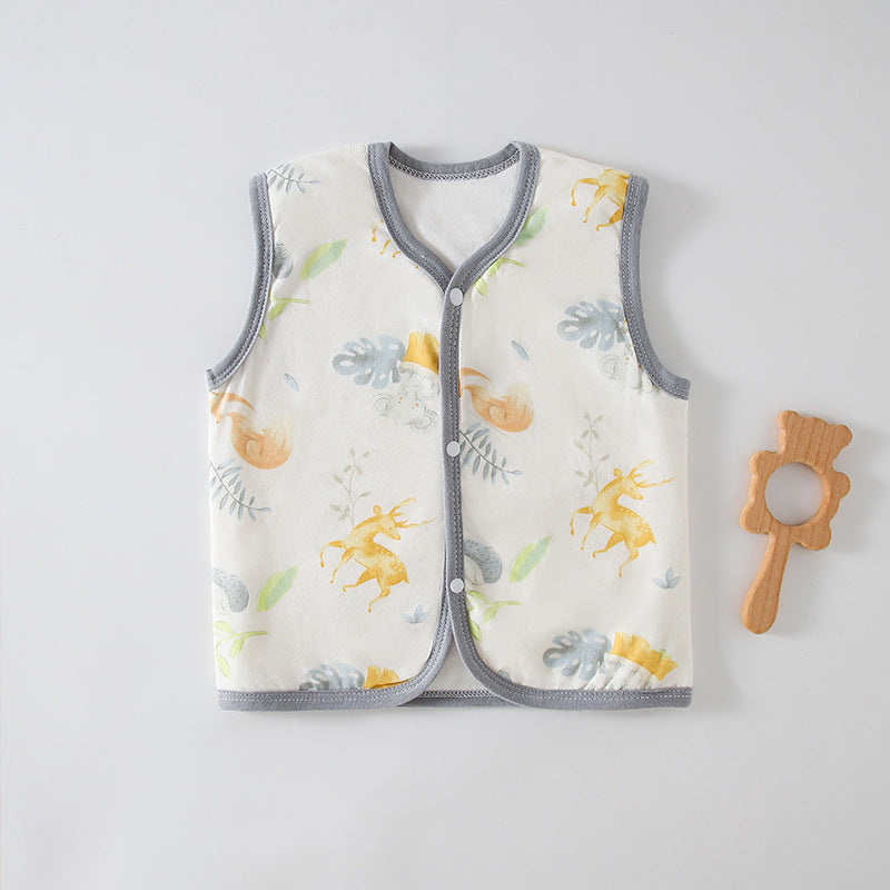 Children's vest class a baby clothes padded warm horse jacket shoulder baby vest 40g thin cotton autumn winter cardigan