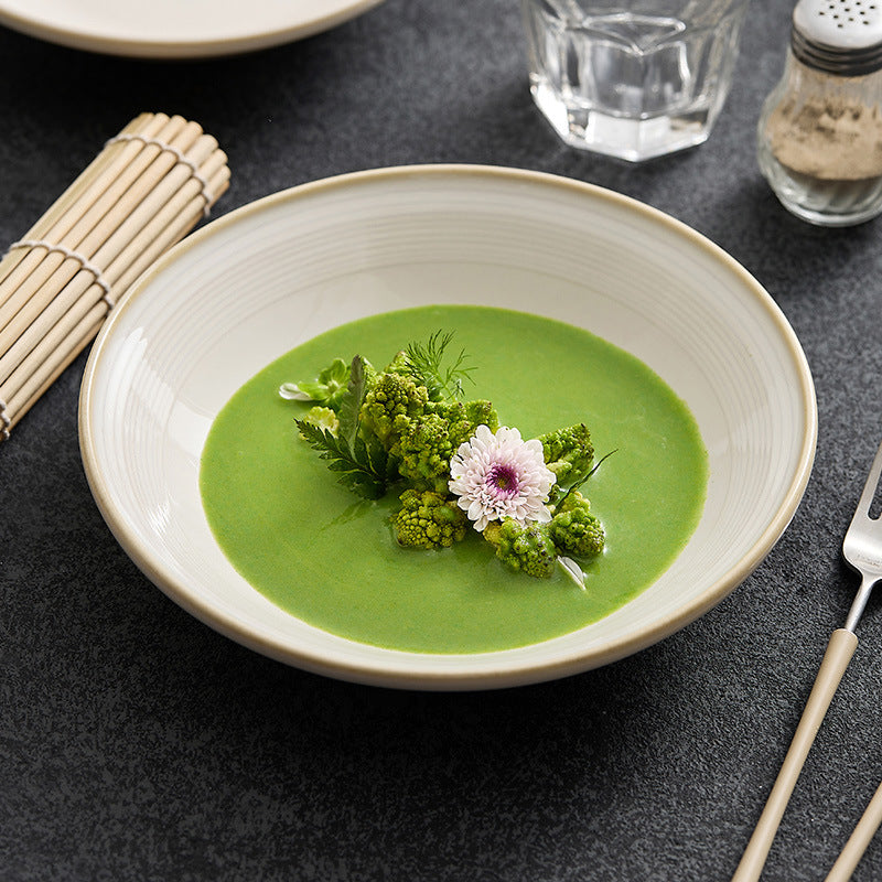 Plate Plate Vegetable Plate Household Plate Ceramic Cold Dish Plate 2023 New High-end Japanese Deep Dish Western Soup Plate