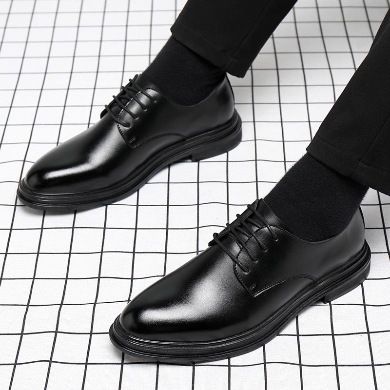 Autumn men's shoes, business formal wear, leather shoes, winter height, casual suit shoes, English groom, show marriage