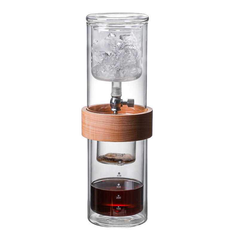 Factory wholesale glass cold brew coffee pot glass coffee set double layer ice drip pour-over coffee pot